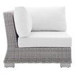 Modway Conway Modern Rattan & Fabric Outdoor Corner Chair in Light Gray/White