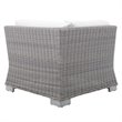 Modway Conway Modern Rattan & Fabric Outdoor Corner Chair in Light Gray/White