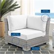 Modway Conway Modern Rattan & Fabric Outdoor Corner Chair in Light Gray/White