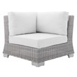 Modway Conway Modern Rattan & Fabric Outdoor Corner Chair in Light Gray/White