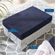 Modway Conway Modern Rattan & Fabric Outdoor Ottoman in Light Gray/Navy