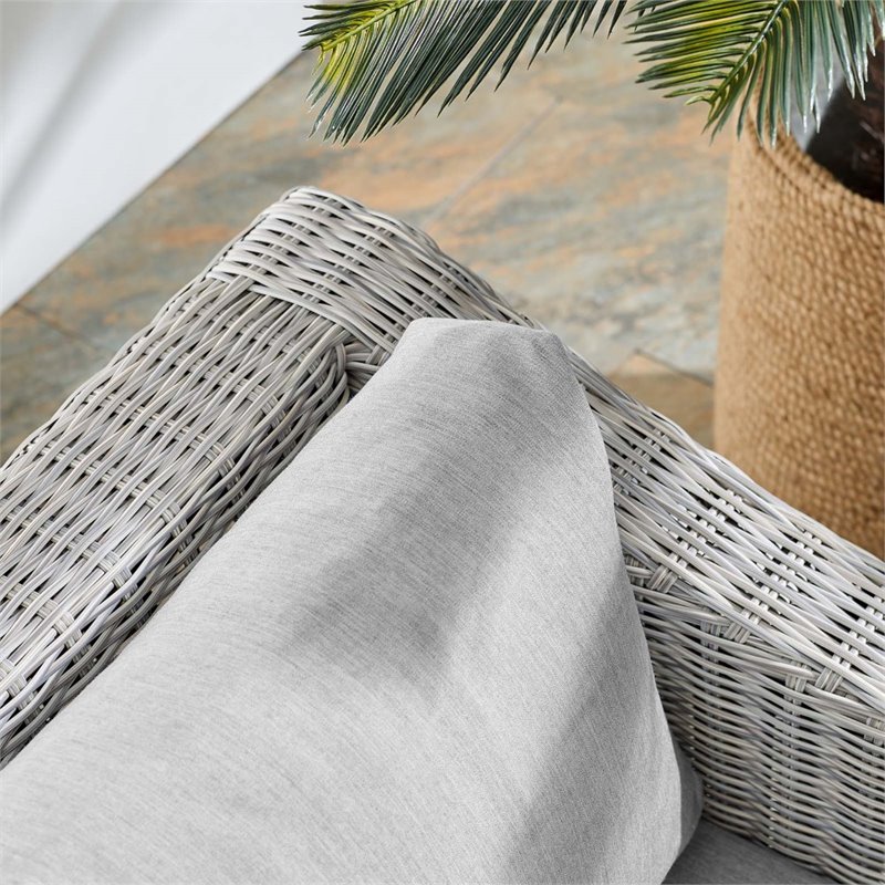 Modway Conway Modern Rattan & Fabric Outdoor Armchair in Light Gray