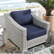 Modway Conway Modern Rattan & Fabric Outdoor Armchair in Light Gray/Navy