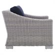 Modway Conway Modern Rattan & Fabric Outdoor Armchair in Light Gray/Navy