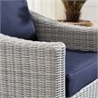 Modway Conway Modern Rattan & Fabric Outdoor Armchair in Light Gray/Navy