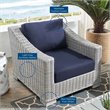 Modway Conway Modern Rattan & Fabric Outdoor Armchair in Light Gray/Navy