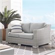 Modway Conway Modern Rattan & Fabric Outdoor Loveseat in Light Gray