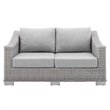 Modway Conway Modern Rattan & Fabric Outdoor Loveseat in Light Gray