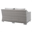 Modway Conway Modern Rattan & Fabric Outdoor Loveseat in Light Gray