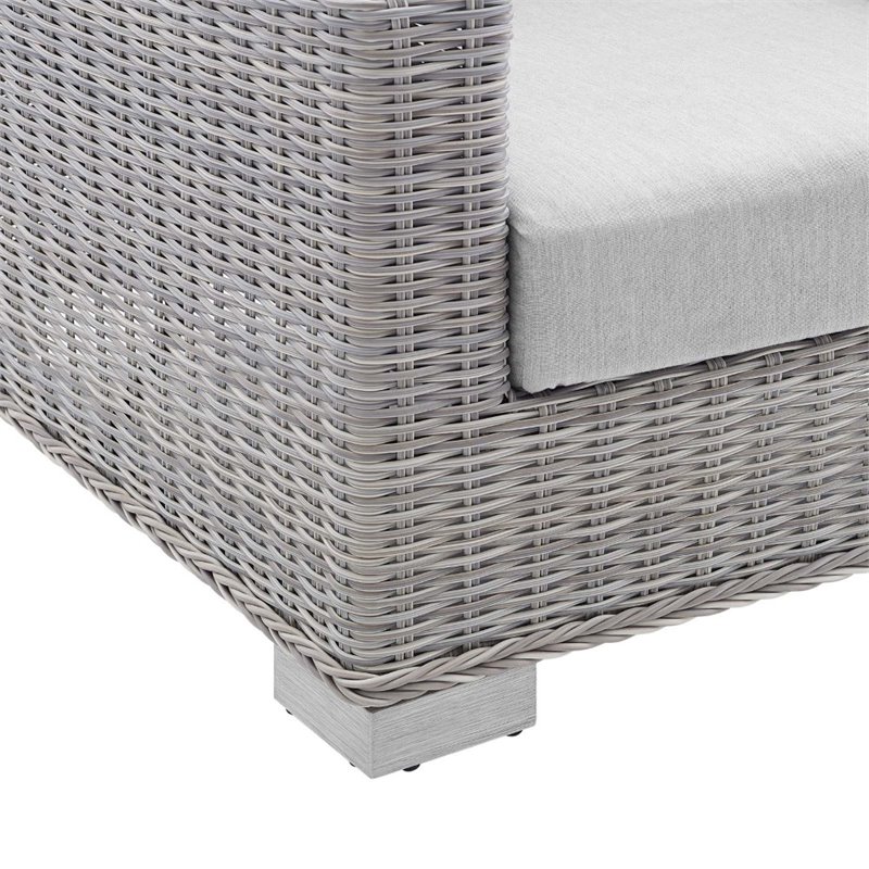 Modway Conway Modern Rattan & Fabric Outdoor Loveseat in Light Gray
