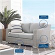 Modway Conway Modern Rattan & Fabric Outdoor Loveseat in Light Gray
