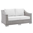 Modway Conway Modern Rattan & Fabric Outdoor Loveseat in White