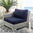 Modway Conway Modern Rattan & Fabric Outdoor Left-Arm Chair in Light Gray/Navy