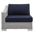 Modway Conway Modern Rattan & Fabric Outdoor Left-Arm Chair in Light Gray/Navy
