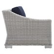 Modway Conway Modern Rattan & Fabric Outdoor Left-Arm Chair in Light Gray/Navy