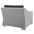Modway Conway Modern Rattan & Fabric Outdoor Left-Arm Chair in Light Gray/Navy