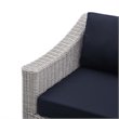 Modway Conway Modern Rattan & Fabric Outdoor Left-Arm Chair in Light Gray/Navy