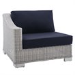 Modway Conway Modern Rattan & Fabric Outdoor Left-Arm Chair in Light Gray/Navy