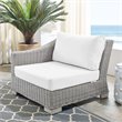 Modway Conway Modern Rattan & Fabric Outdoor Left-Arm Chair in Light Gray/White
