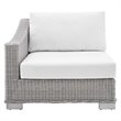 Modway Conway Modern Rattan & Fabric Outdoor Left-Arm Chair in Light Gray/White