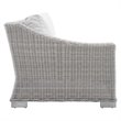 Modway Conway Modern Rattan & Fabric Outdoor Left-Arm Chair in Light Gray/White