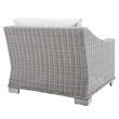 Modway Conway Modern Rattan & Fabric Outdoor Left-Arm Chair in Light Gray/White