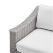 Modway Conway Modern Rattan & Fabric Outdoor Left-Arm Chair in Light Gray/White