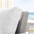 Modway Conway Modern Rattan & Fabric Outdoor Left-Arm Chair in Light Gray/White