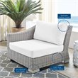 Modway Conway Modern Rattan & Fabric Outdoor Left-Arm Chair in Light Gray/White
