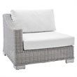 Modway Conway Modern Rattan & Fabric Outdoor Left-Arm Chair in Light Gray/White