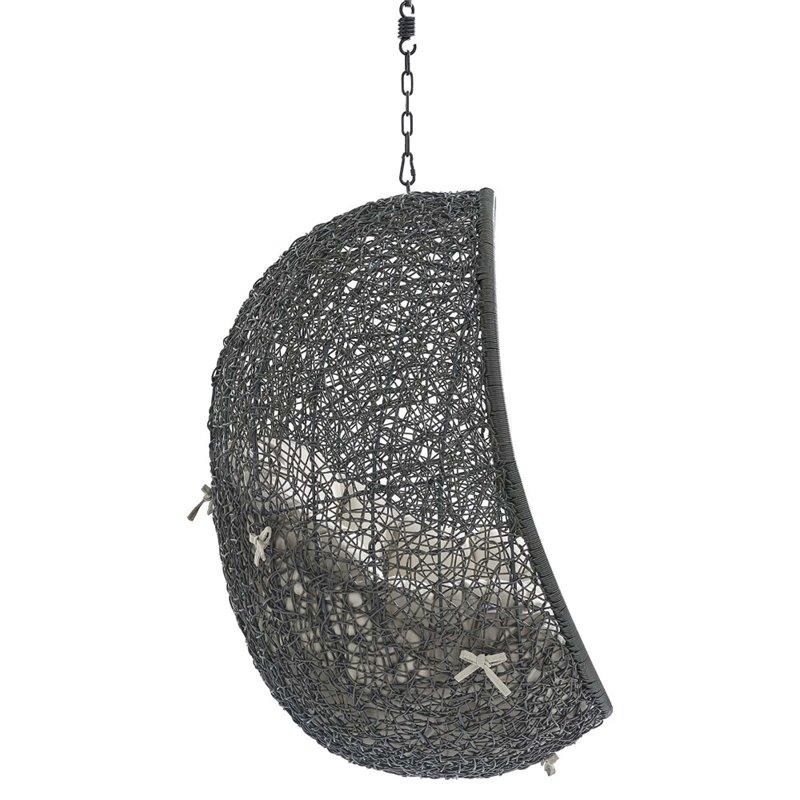 Modway Hide Fabric Outdoor Patio Swing Chair without Stand in Gray/Beige