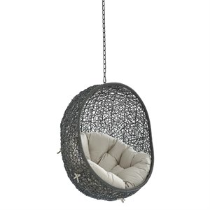 Modway Hide Fabric Outdoor Patio Swing Chair without Stand in Gray/Beige