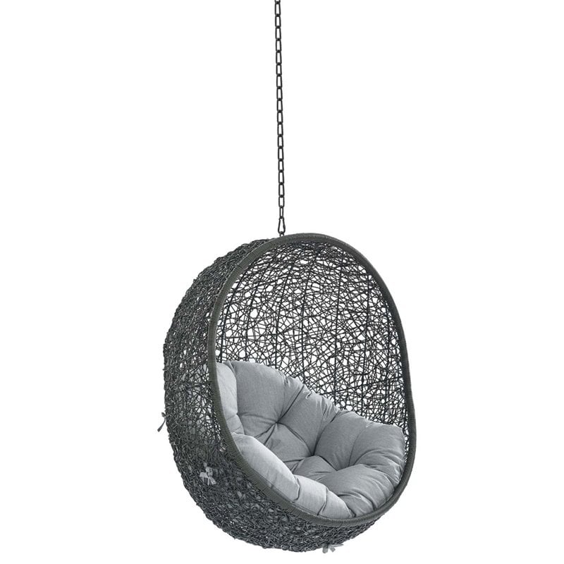 Modway Hide Fabric Outdoor Patio Swing Chair without Stand in Gray