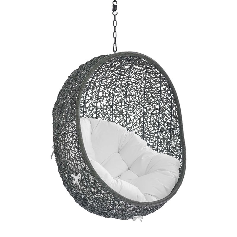 Modway Hide Fabric Outdoor Patio Swing Chair without Stand in Gray/White