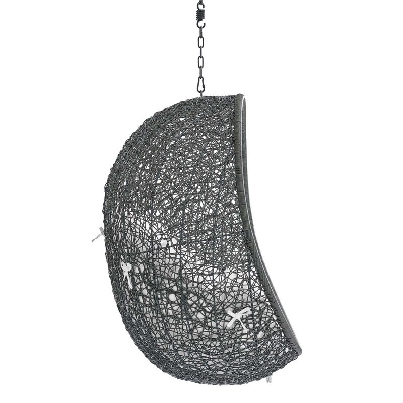 Modway Hide Fabric Outdoor Patio Swing Chair without Stand in Gray/White
