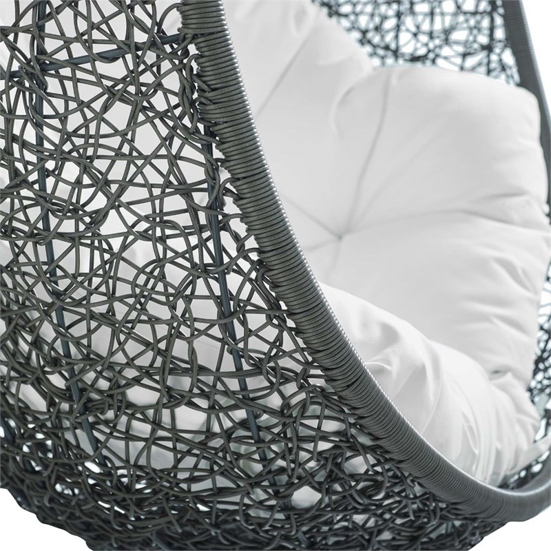 Modway Hide Fabric Outdoor Patio Swing Chair without Stand in Gray/White