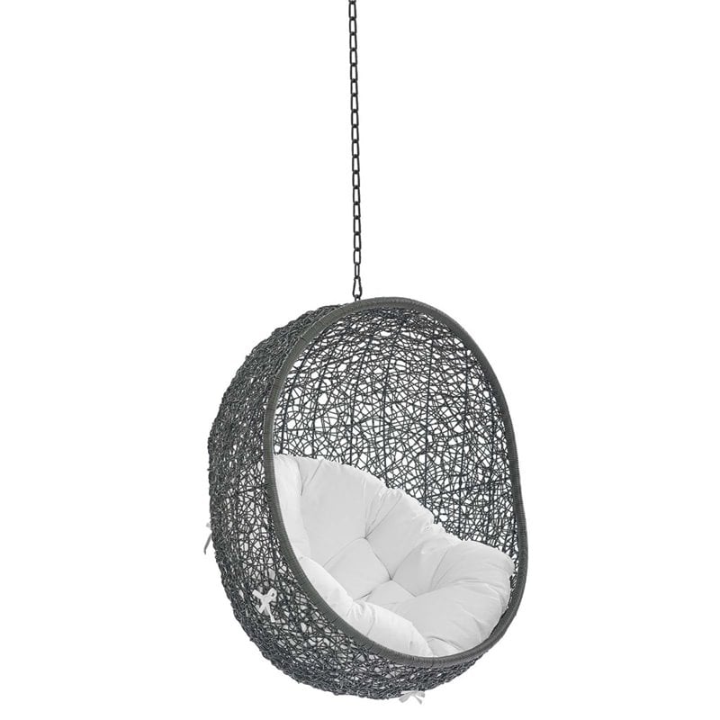 Modway Hide Fabric Outdoor Patio Swing Chair without Stand in Gray/White