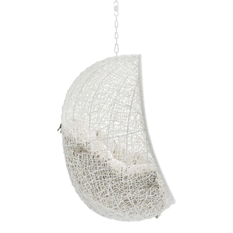 Modway Hide Fabric Outdoor Patio Swing Chair without Stand in White/Beige