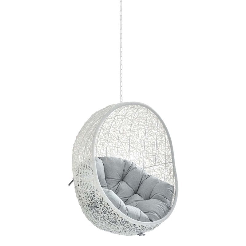 Modway Hide Fabric Outdoor Patio Swing Chair without Stand in White/Gray