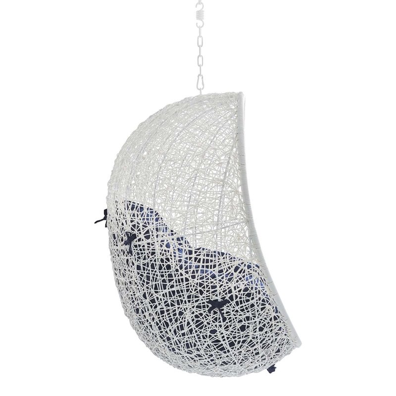 Modway Hide Fabric Outdoor Patio Swing Chair without Stand in White/Navy