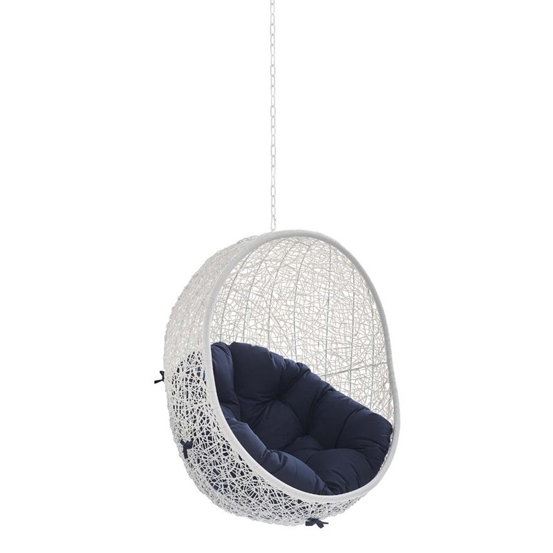 Modway Hide Fabric Outdoor Patio Swing Chair without Stand in White/Navy