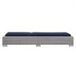Modway Conway Modern Rattan & Fabric Patio Chaise Lounge in Light Gray/Navy