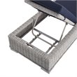Modway Conway Modern Rattan & Fabric Patio Chaise Lounge in Light Gray/Navy