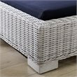 Modway Conway Modern Rattan & Fabric Patio Chaise Lounge in Light Gray/Navy