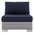Modway Conway Modern Rattan & Fabric Outdoor Armless Chair in Light Gray/Navy