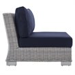 Modway Conway Modern Rattan & Fabric Outdoor Armless Chair in Light Gray/Navy