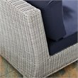 Modway Conway Modern Rattan & Fabric Outdoor Armless Chair in Light Gray/Navy
