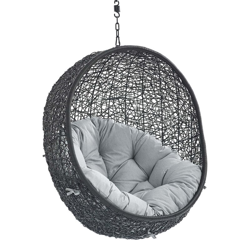 Modway Encase Swing Outdoor Patio Lounge Chair without Stand - Black/Gray