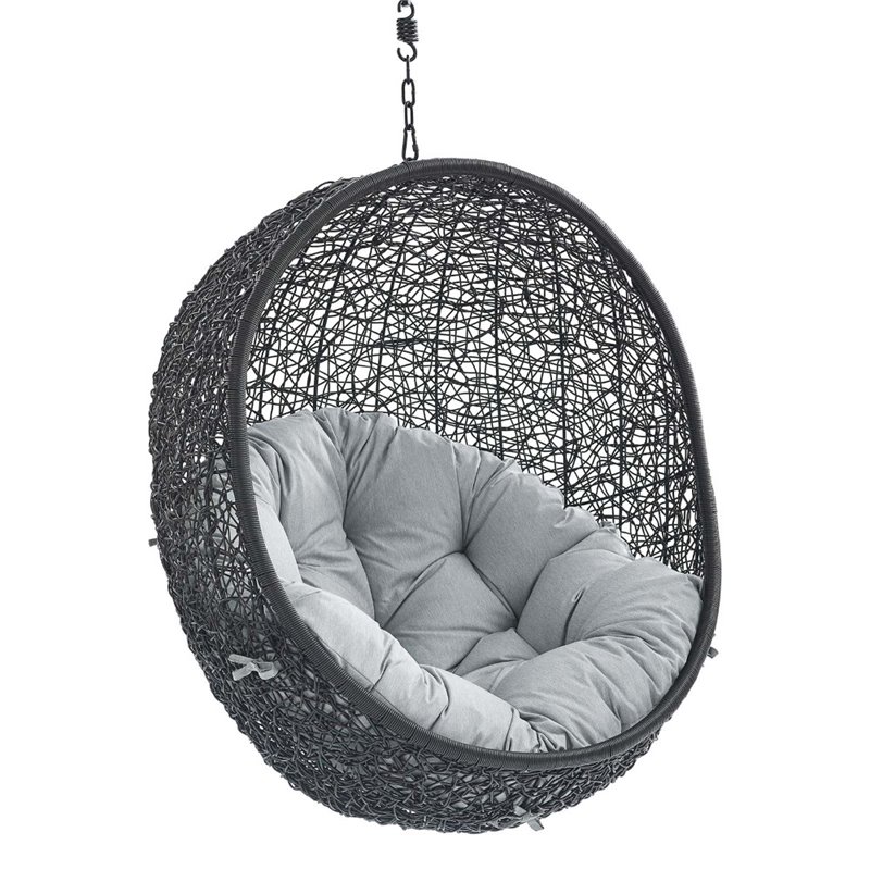 Modway Encase Swing Outdoor Patio Lounge Chair without Stand in Black/Gray