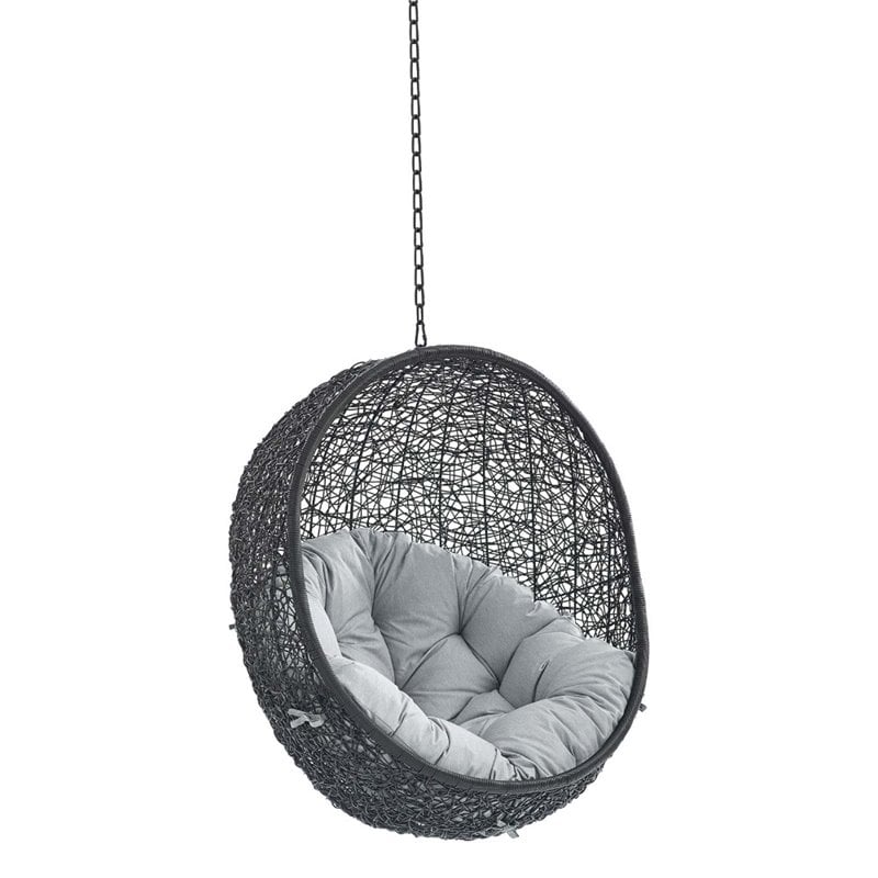 Modway Encase Swing Outdoor Patio Lounge Chair without Stand in Black/Gray